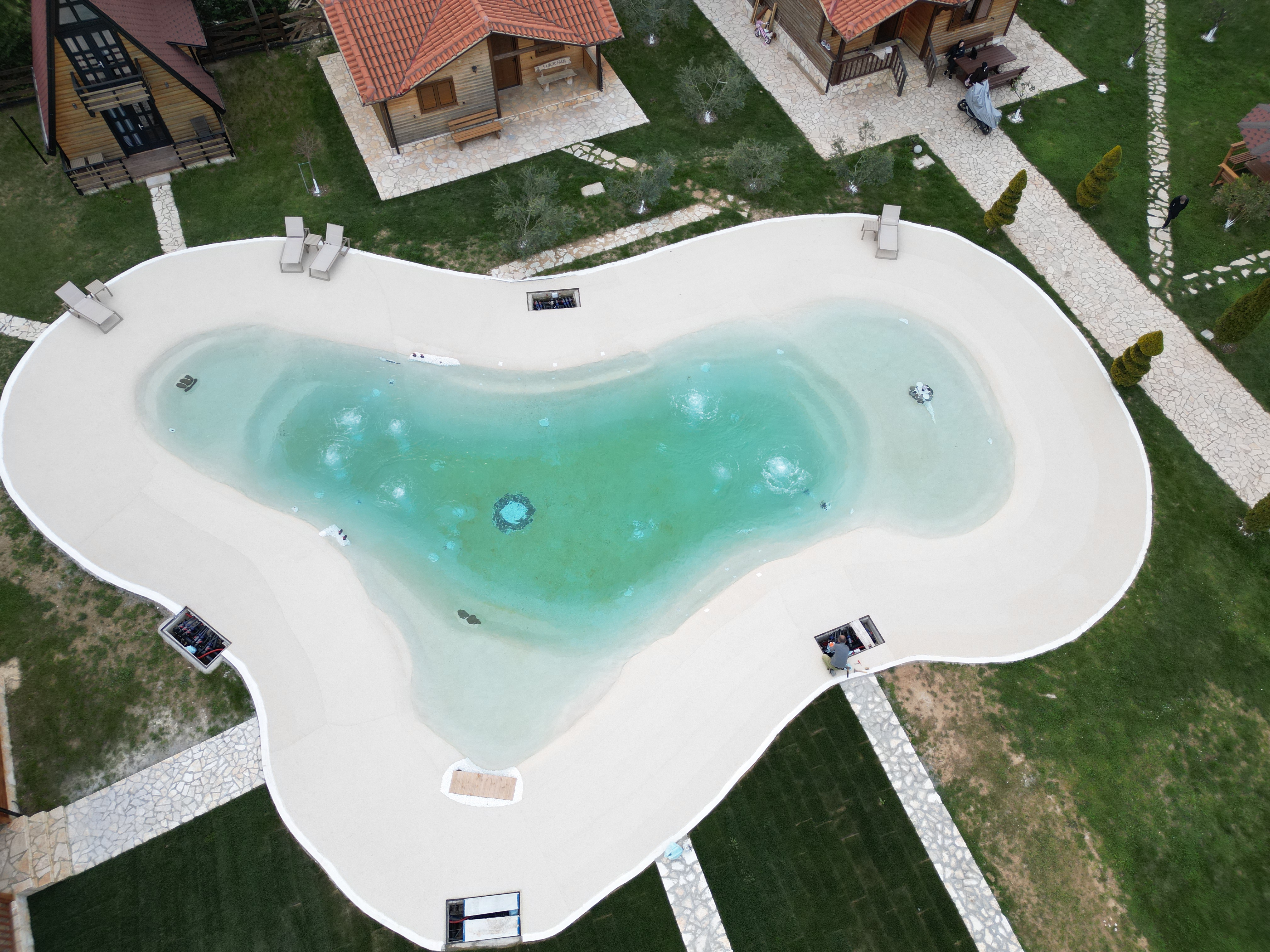 Sancho Farm beach pool — overhead view