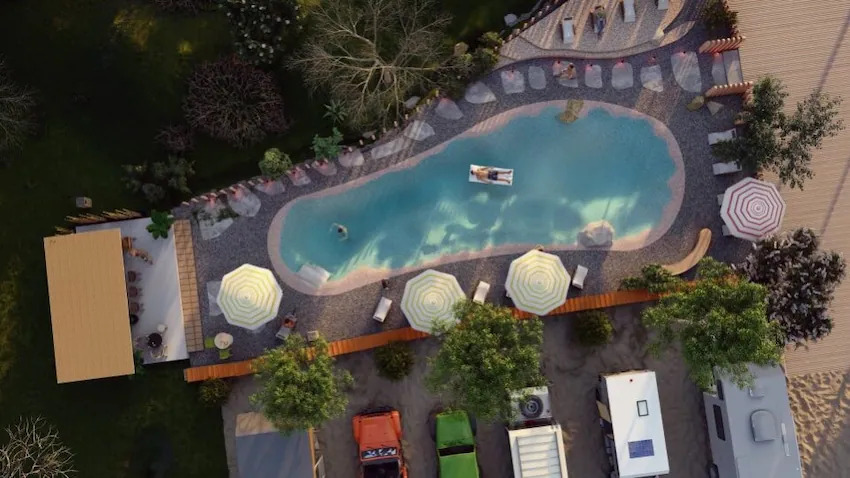 Luxury tropical pool with natural beach entry